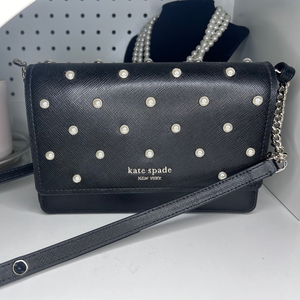 Kate Spade Pearl Flap Chain Wallet Crossbody Bag